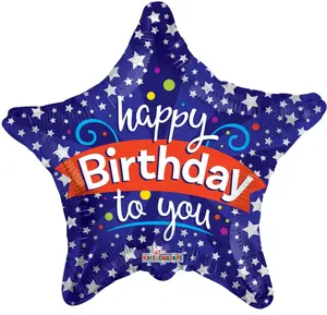 Happy Birthday to You Star 18" Foil Balloon Single Pack 15057-18 for Celebrations Star-shaped with Vibrant Colors Perfect for Birthday Parties