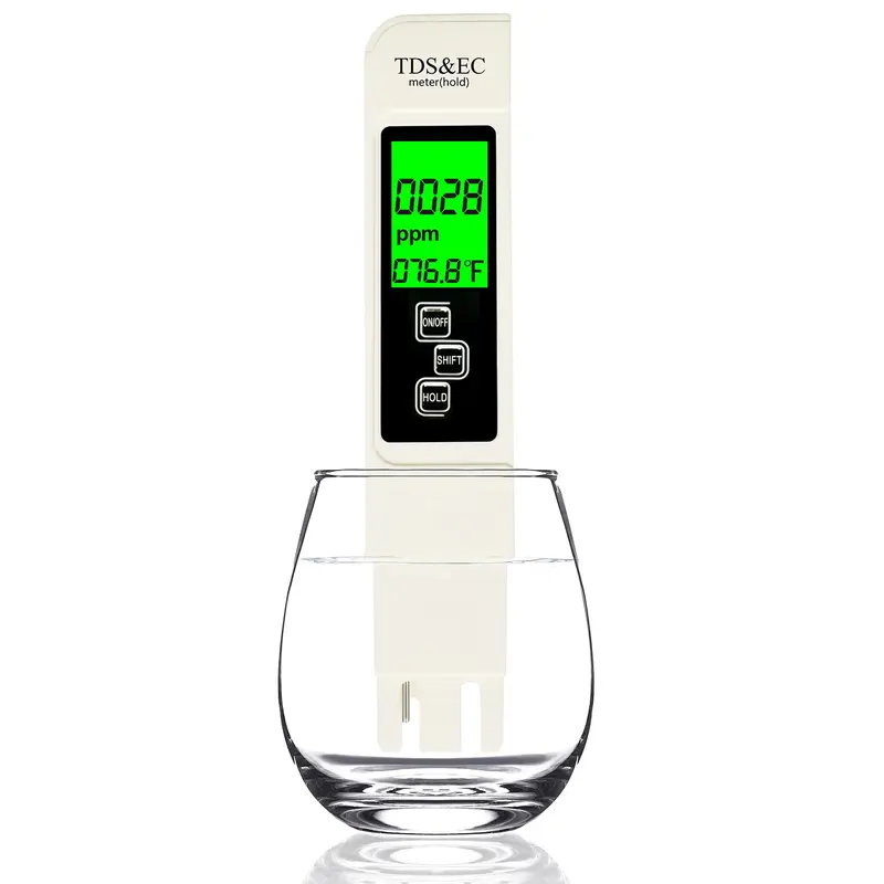 3 in 1 Water Quality Tester, Automatic Closing Digital Water Quality Tester HOLD with Water Quality TDS/Conductivity EC/ppm/Temperature Value Display Water Testing Equipment