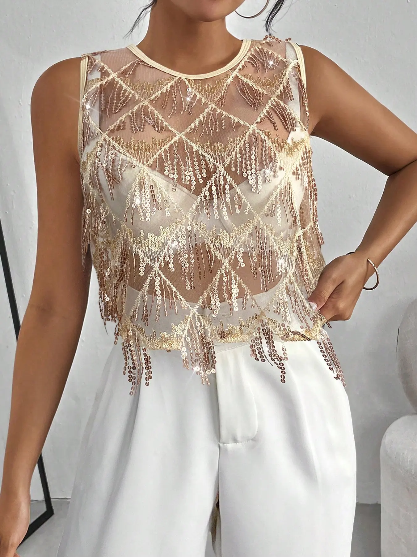 sparkle fringe crop top - TikTok Shop