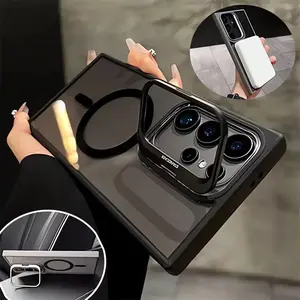 For Magsafe Hidden Holder Clear Case For Samsung Galaxy S26 S25 S24 Ultra Plus S23 FE Shockproof Magnetic Wirelesss Charge Cover