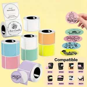 Multi-color round label paper, 50mm*50mm, suitable for M100/M110/M220/M221/M120/M150/M250/M260 label printers. Self-adhesive thermal paper, multi-purpose round labels, can be used for printing labels and packaging.