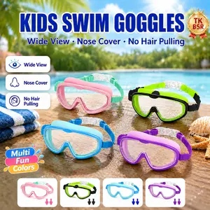 Kids Swimming Goggles with Soft Silicone Frame, Leakproof Wide 180° View, Anti-Fog & UV Protection for Boys & Girls Ages 3-15, Goggles For Swimming