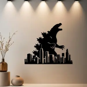 HousewarmingGift 1pc Godzilla Metal Wall Decor, Anime Design, Godzilla Statue Mural with Premium Finish - Ideal Gift for Fall Decor & Spring Decor & Wedding & Christmas - Metal Wall Sculptures for Home Wall & Garden Fence (Home Styling Lovers Pick)