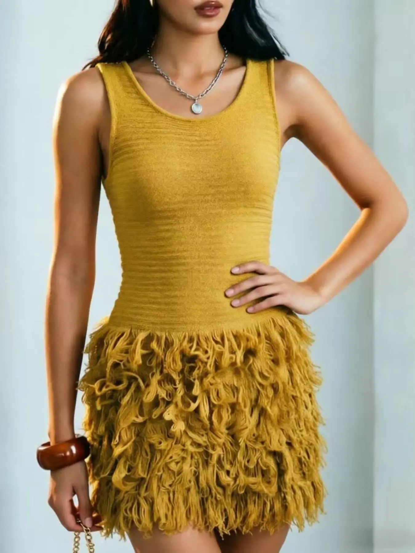 Elegant Knitted Bodycon Dress, Summer Vacation Fringe Skirt, Slim Fit  Sleeveless Knit Vest Dress, Solid Round Neck Sweater Dress, Spring & Summer Women's  Clothing, Chic, Womenswear - TikTok Shop