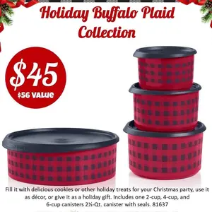 Buffalo plaid cookie containers, set a four