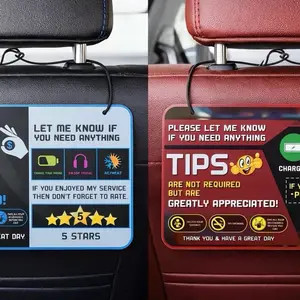 Five Star Rideshare Sign for Uber, Lyft & Taxi - Tips for Drivers