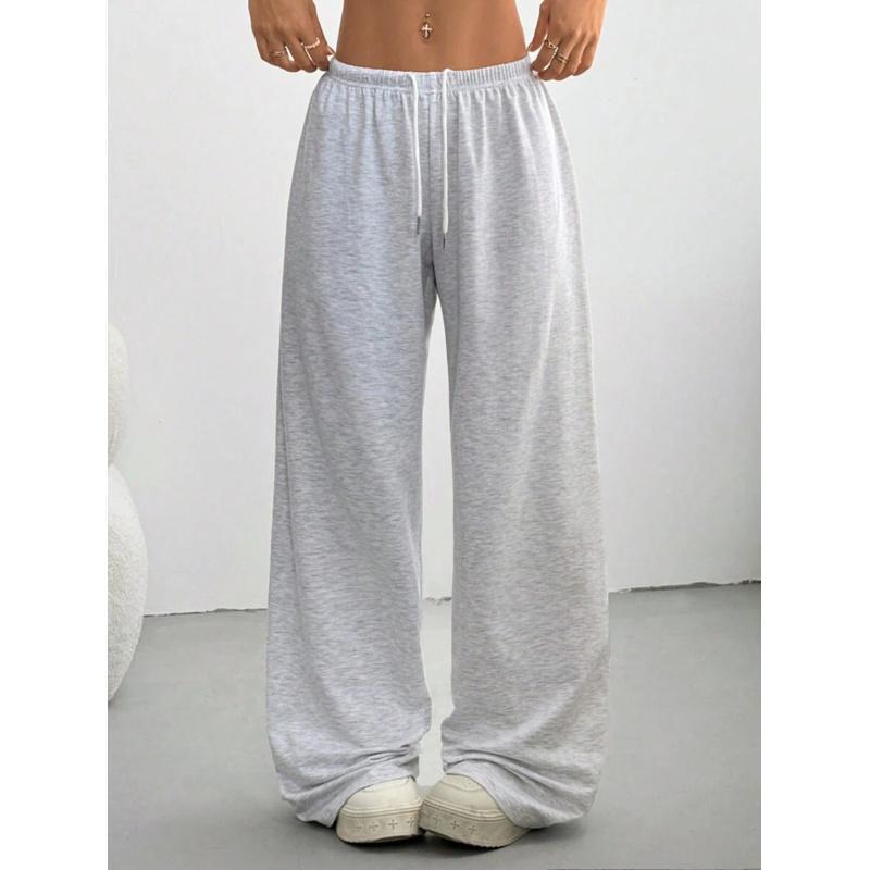 Women's Summer Simple Front Tie Loose Sweatpants, Casual Daily Wear Graduation,Back To School Outfits,Back To School Fabric Womenswear Bottom Drawstring Grey Leg Straight Basic Spring Minimalist Elastic original camo pants girl linen pants Trouser