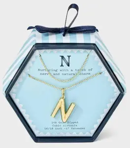 14K Gold Dipped Cubic Zirconia Duo Initial Multi-Strand Necklace - A New Day Gold
