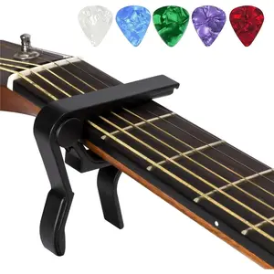 CapoGuitar Capo for Acoustic and Electric Guitars with 5 Picks(Black)