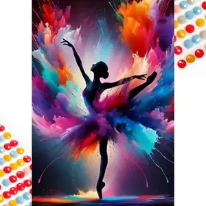 5D DIY Full Drill Round Diamond Painting - Diamond Painting Kit Dancer, Rainbow Mosaic Canvas DIY Wall Art, Home Wall Decoration