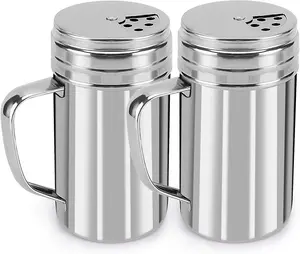 Shakers 13oz Salt and Pepper with Adjustable Pour Holes Stainless Steel Dredge Shaker