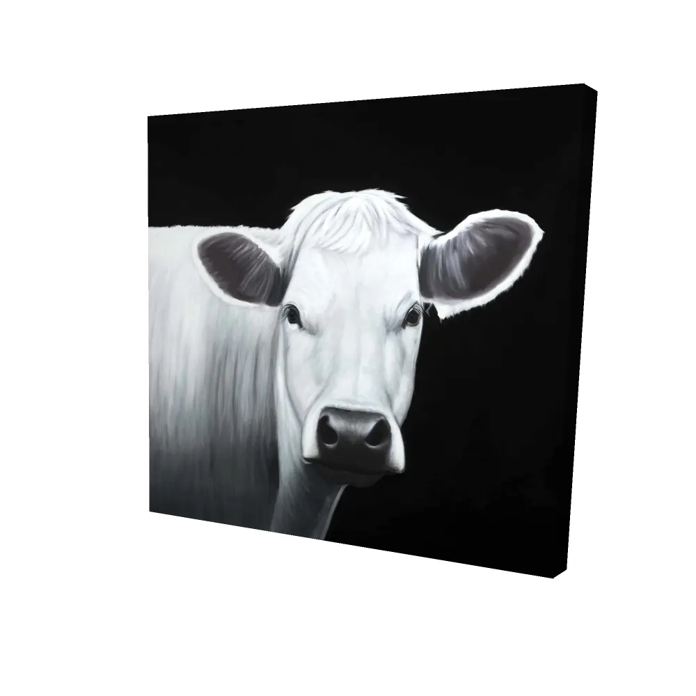 360 Stand 24x24 in. White Cow Image Kitchen Wall Art Print - Farmhouse Kitchen Decor, Modern Home Decor, Gift-Worthy Decoration, Artistic, Cow Motif Prints