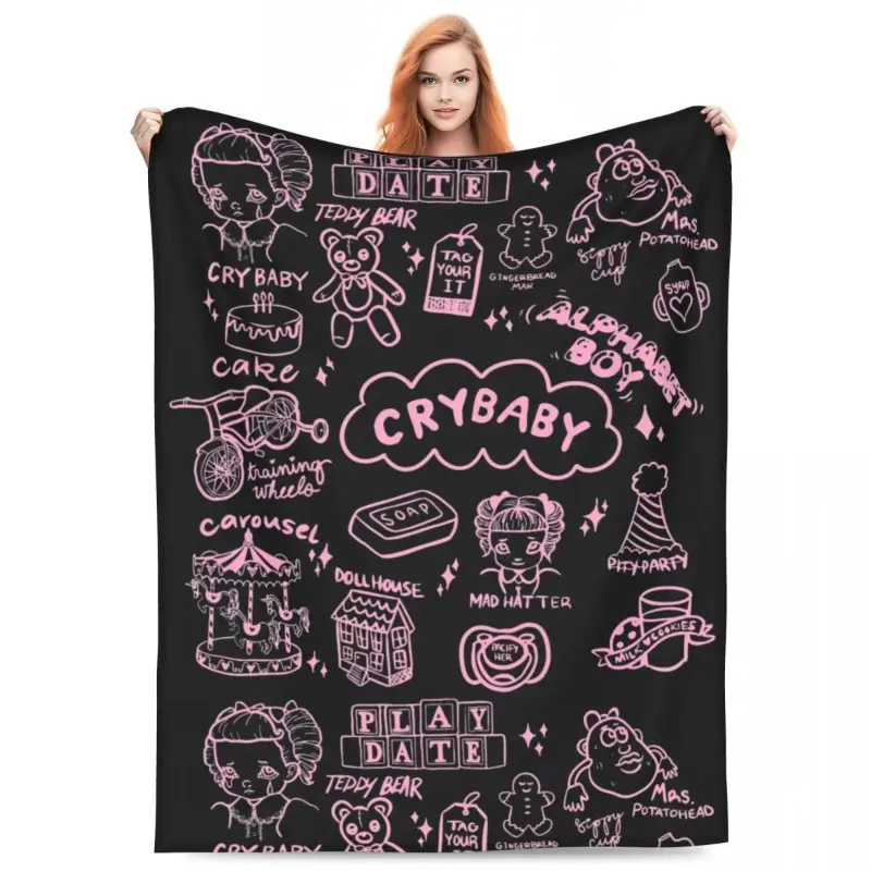 Crybaby Melanie Martinez Fleece Blanket, Portable Lightweight Thin Throw for Bedding, Couch Use in Spring & Autumn