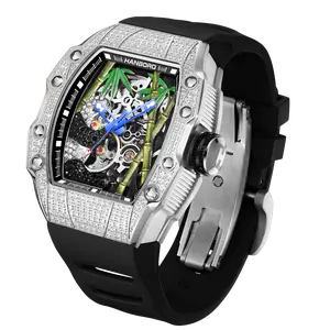HANBORO National Treasure Series full diamond craftsmanship fashion skeleton balance wheel men's automatic mechanical watch