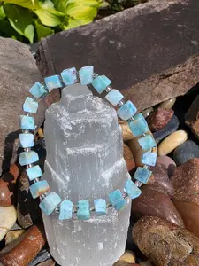 🌊 Larimar Bracelet – Ocean Oracle in 5mm (Cube Cut)