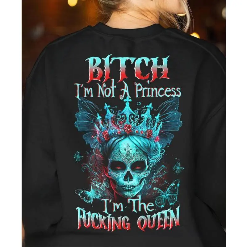 I’m the Queen Hoodie – Bad Girl Skull Crown Attitude Sweatshirt for Women, Skull Queen Hoodie