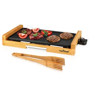 Smokeless Indoor Electric Grill, Non-Stick, Bamboo Tray, 1800W