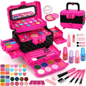 TikTokShopSpringGlowUp 54 PCS Girl Kids Makeup Play Set, Washable Girls Cosmetic Toy, Toys, Perfect for Birthday Parties, Holiday Gifts, Christmas Presents, Ages 3 4 5 6 7 8 9 10 11 12