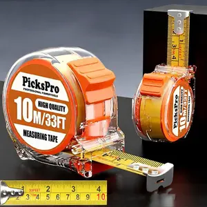 10m/33ft Metric & Imperial Scale Industrial Tape Measure, Transparent Shell & Shockproof Design, High Precision 0.1mm, Durable Anti-Drop Wear Resistant, Durable Measuring Tool for Home, Construction, DIY Projects