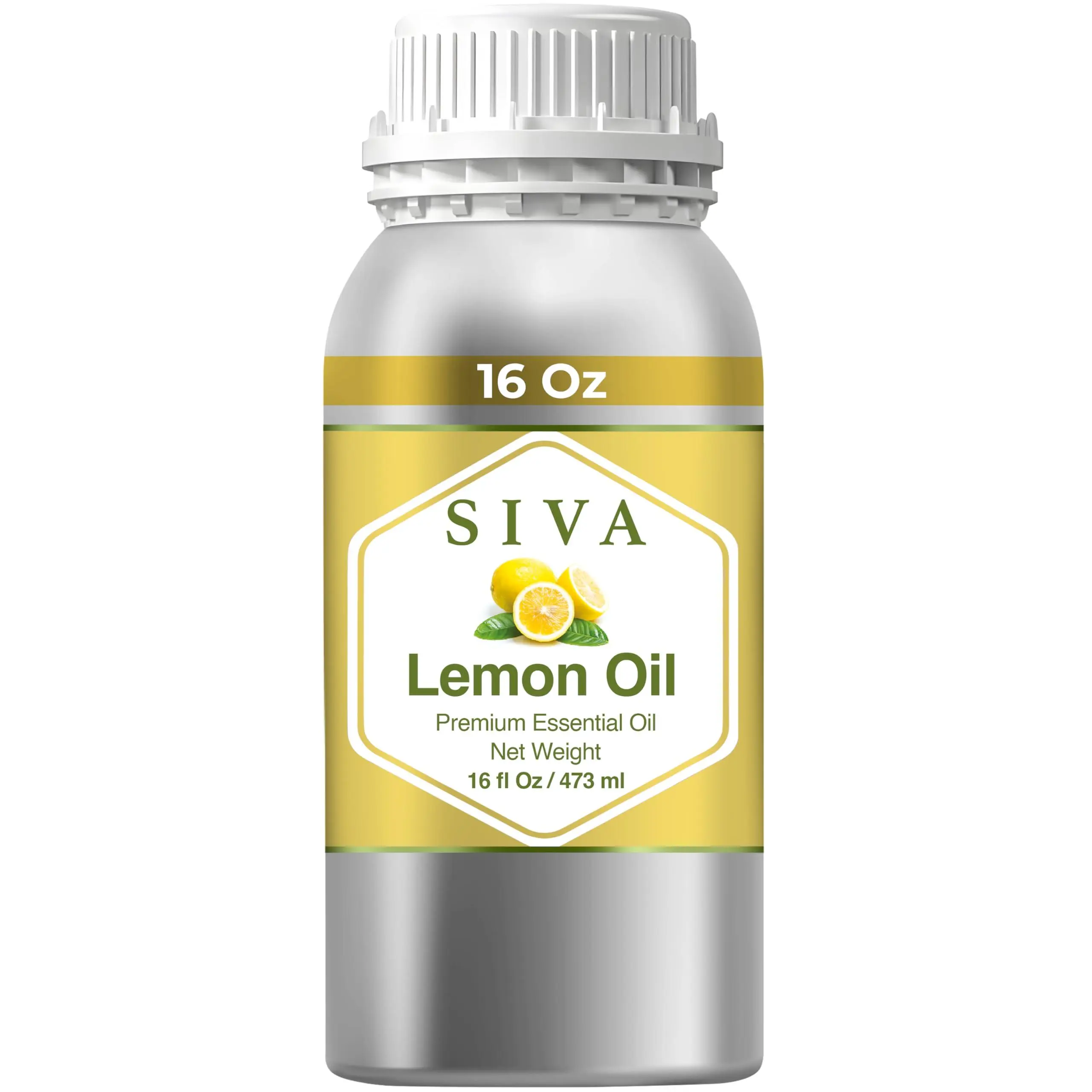 Siva Lemon Essential Oil - 16 Fl Oz – Natural Lemon Oil - for Diffuser, Face, Skin Care, Aromatherapy, Hair Care, Scalp and Body Massage