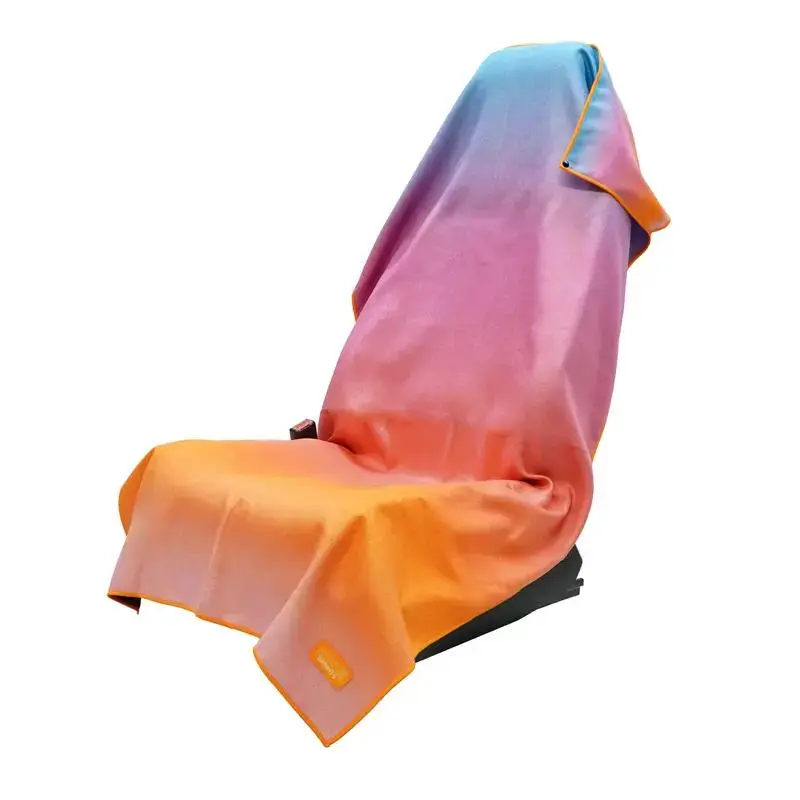 Sunset Gradient Silky Car Seat Cover Towel, Breathable Auto Seat Protector, Universal Interior Seat Wrap, Colorful Ombre Vehicle Interior Accessory, Easy Install Washable Car Seat Cover for Daily Driving and Road Trips