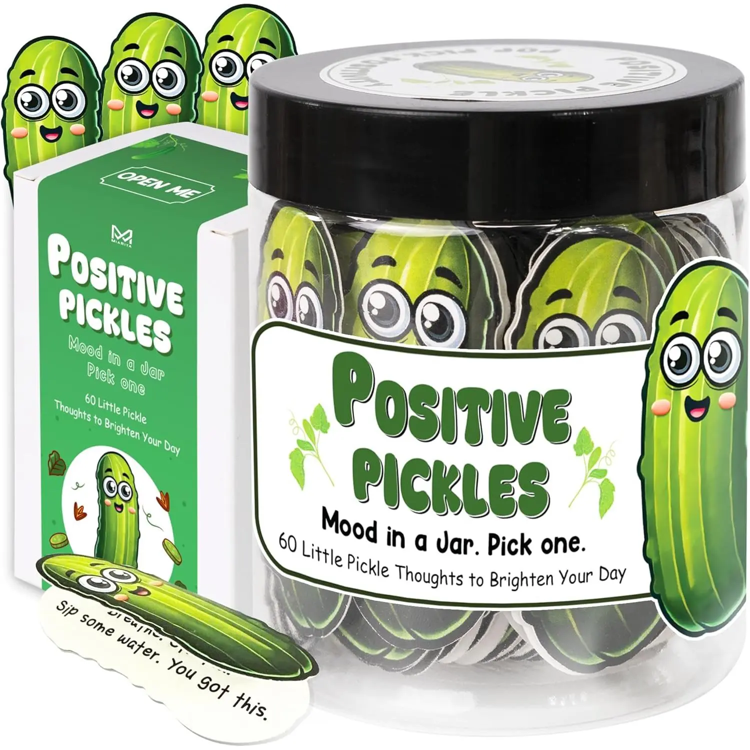 Emotional Supports Pickle Jar, 60 Positive Pickle Affirmation Cards for Women, Birthday Gifts for Women,  to School Gifts, White Elephant Gifts, Teen Girl Gifts Trendy Stuff