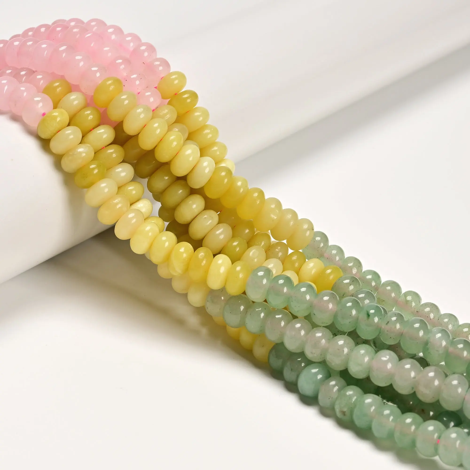 08-Multi-color Gemstone Smooth Rondelle Beads Size 5x8mm 15.3'' Strand