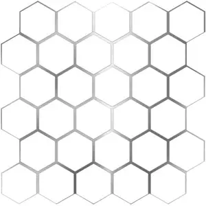 Peel and Stick Wallpaper Tiles 8" x 8" White Silver Hexagon Design Pack of 24 for Kitchen Bathroom Living Space