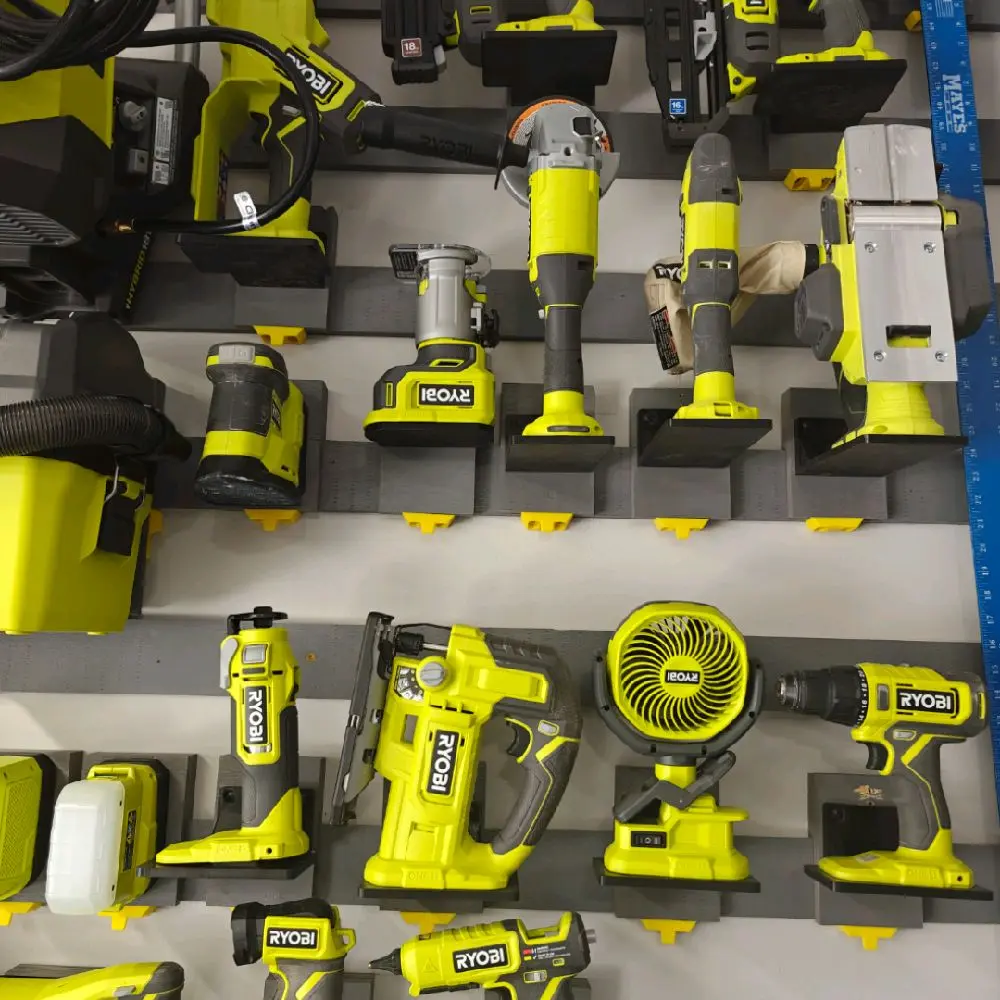 All-Purpose Wall Mount for Ryobi Power Tools - 3D Printed PETG Construction Black