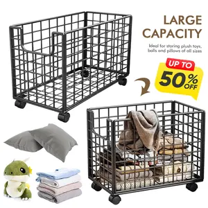 Stuffed Animal Organizer with Wheels Plush Storage Organizer Metal Kids Storage Bins Stuffed Animals Storage Bin for Kids Room Playroom Plush NEW