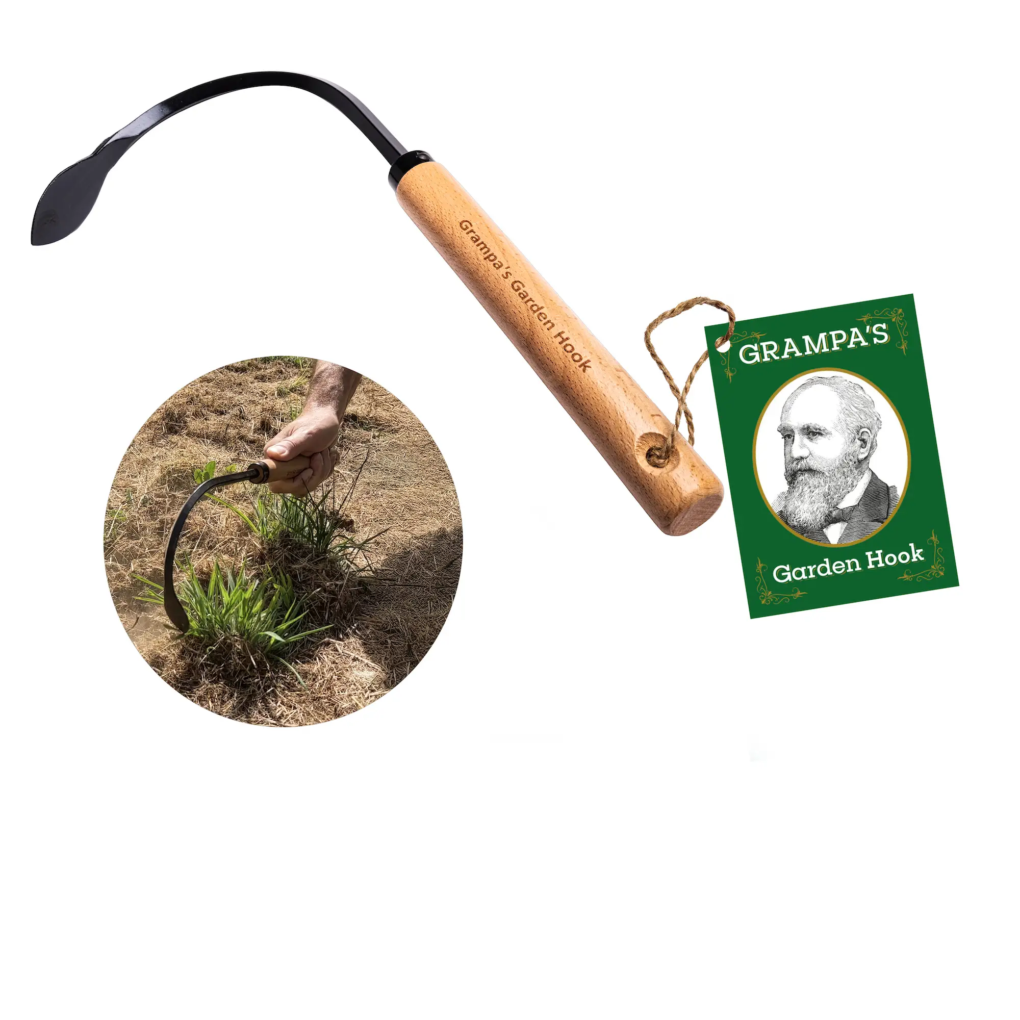 Grampa's Garden Hook - Weed Puller Tool & Gardening Hand Cultivator - Versatile Tool That Functions as a Cultivator, Hand Tiller, Weeder, & Edging Too