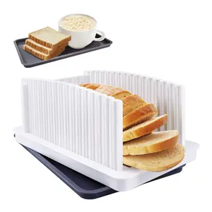 Upgraded Bread Slicer for Homemade Bread,Manual Bread Slicer Guide with Crumb Tray,Compact & Foldable Bread Loaf Slicer Adjustable Width,Lightweith Bread Cutting Guide for sourdough,baguette.Washable