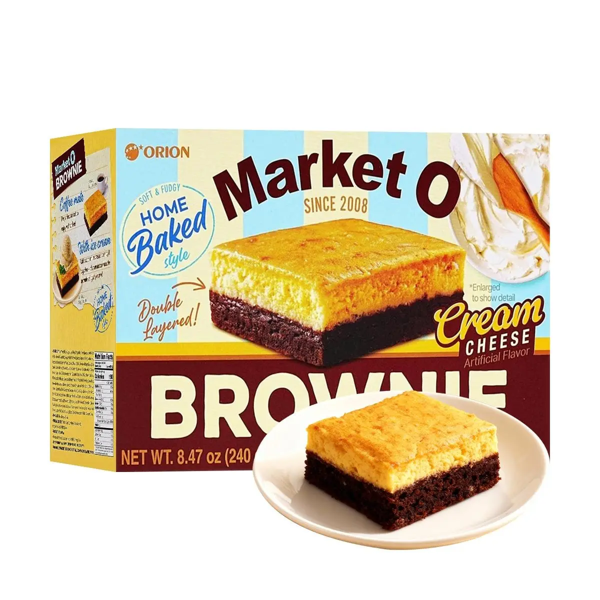 ORION Market O Double Cheese Brownie Cake - 12 pcs, 240g | Korean Snack, Breakfast Pastry, Afternoon Tea Treat