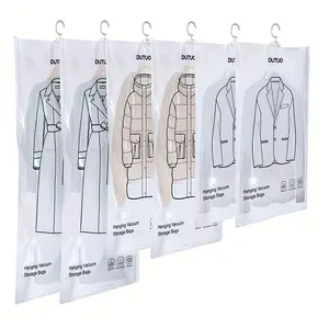 Hanging Vacuum Storage Bag, Space-Saving Vacuum Sealing System Bag, Extra Thick Long Storage Bag, Suitable for Closet Storage, Suits, Dresses, Hanging Vacuum Storage Bag with Hook