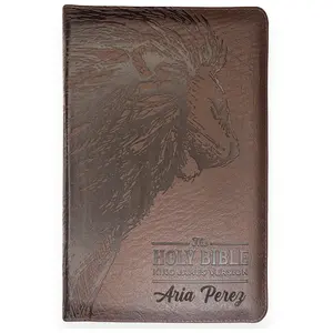 Custom KJV Walnut Brown Standard Size Deluxe Personalized Holy Bible Medium Print - tiktok