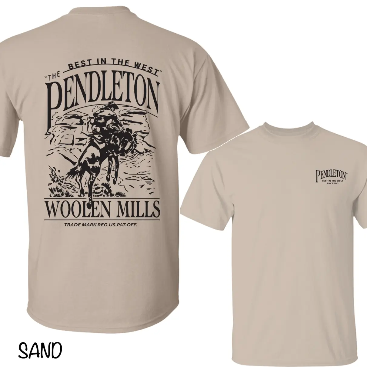 Pendleton Woolen Mills Cowboy T-Shirt, Western Horse Rider Graphic Tee With Best In The West Back Print, Front Chest Pendleton Logo Shirt, Ranch Rodeo Apparel Gift for Men and Women