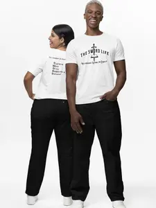 The Sword Life Inspirational Graphic Tee Short Sleeve Unisex Classic Menswear and Womenswear Soft Top Clothing Smooth Streetwear Cotton Collar Ribbed