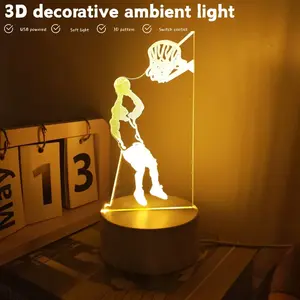 USB Powered 3D Basketball Night Light, Switch Control, Soft Warm Light, Modern Sports Theme Table Lamp, Bedroom Living Room Decor Gift