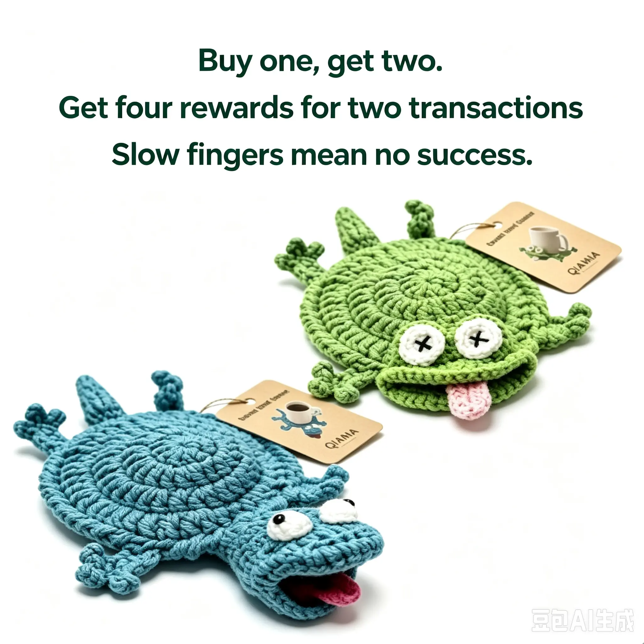 Funny Crochet Lizard Coaster, Handmade Animal Mug Rug Coaster, Cute 3D Amigurumi Drink Mat for Coffee Table Desk Home Decor Housewarming Gift (Blue+Green)