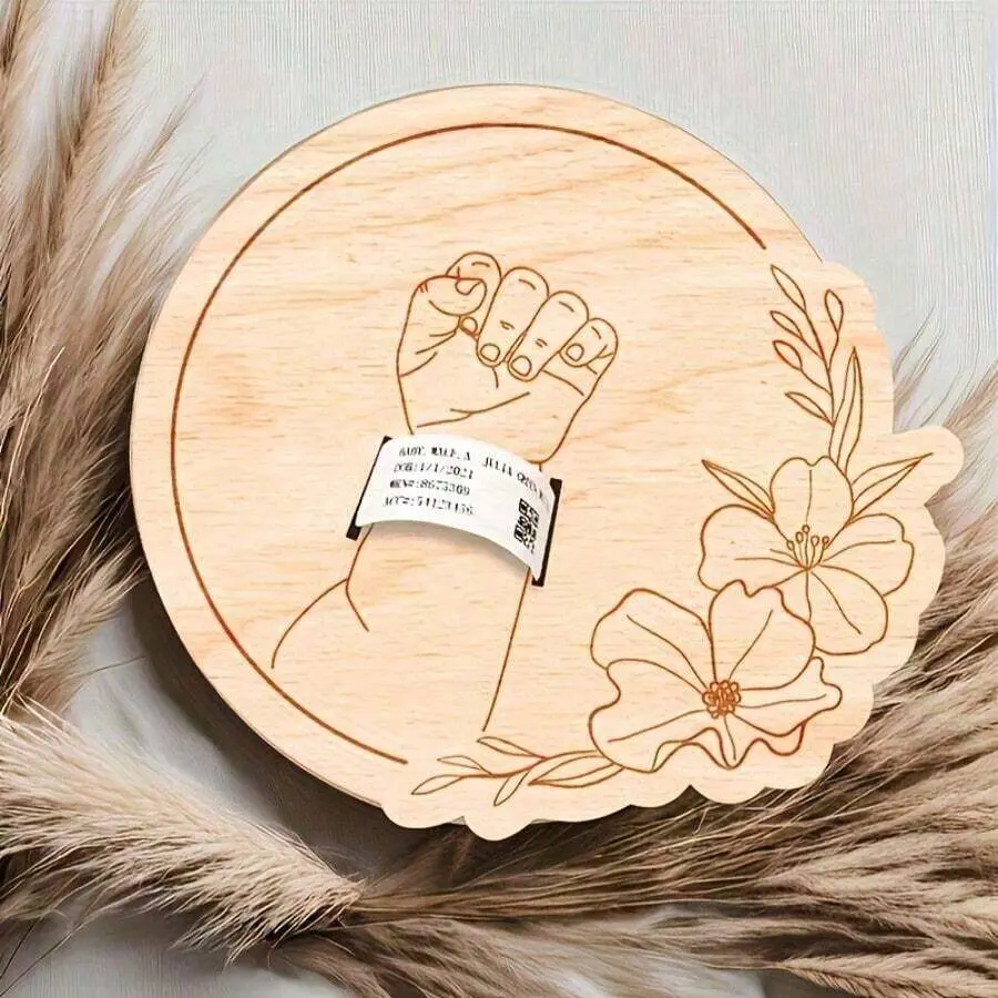 Newborn Bracelet Keepsake Box Engraved Wood Fiber Personalized Baby Gift Pregnancy Wristband Memory Case Mom Dad Keepsake Nursery Decor