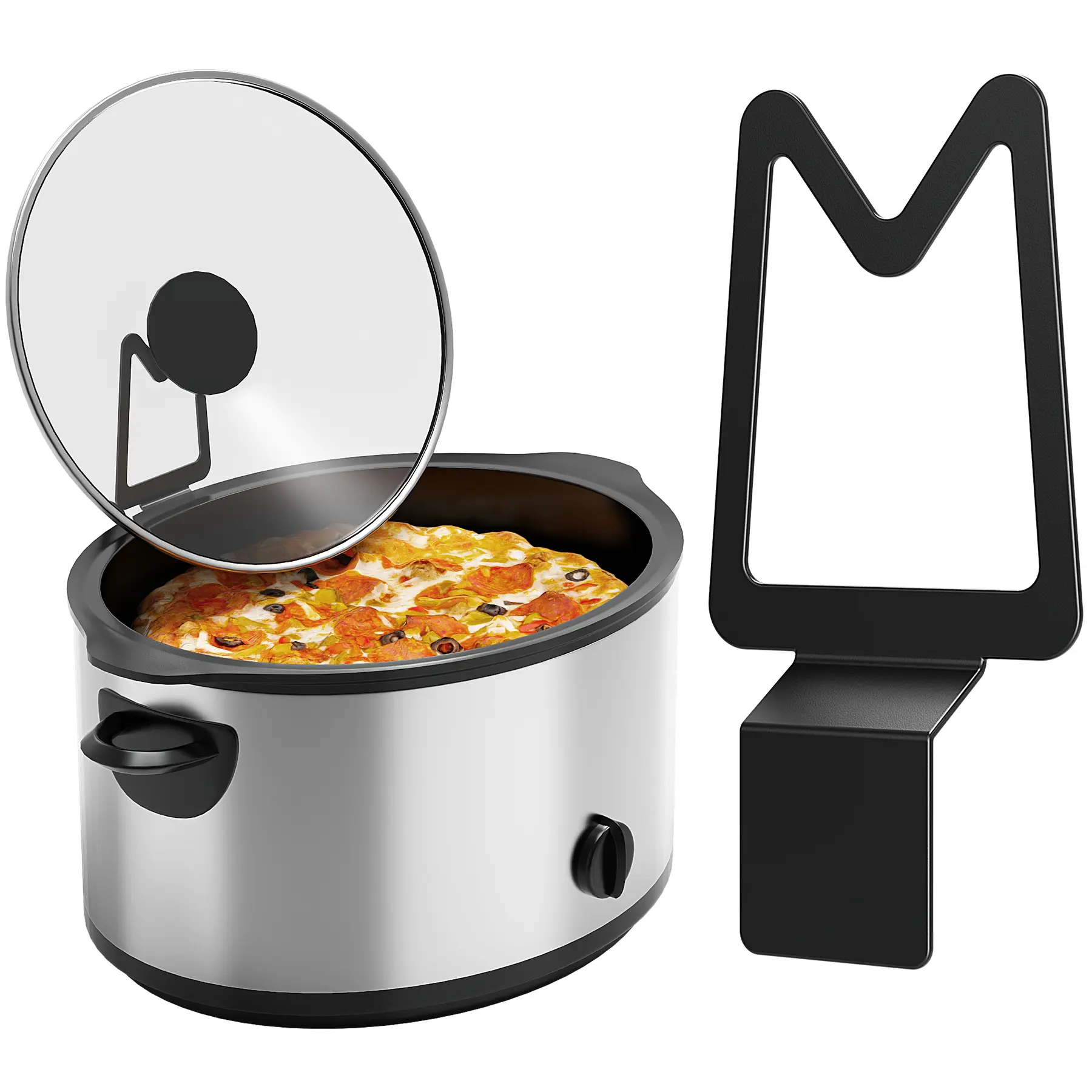 NiHome Slow Cooker Lid Holder for Crockpot - Universal Fit Lid Support, Kitchen Countertop Organizer, Hands-Free Cooking Accessory, Stable Non-Slip Design, Water Stain Prevention, Easy-to-Use, Space-Saving Storage, Metal, Durable