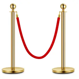 Stanchion Post, Stanchions with Ropes and Poles, Hollow Base and Velvet Ropes Safety Barriers Set Carpet Runner for Party