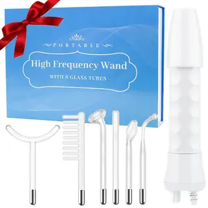 High Frequency Facial Stick Portable Handheld High Frequency Face Machine, Includes 6 Glass Tubes, Home Skin Care Device, Facial Beauty Machine