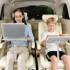 Gugxiom Car Seat Tray Table for Adults/Kids, 0-90° Angle & 15-17.3in Height Adjustment, Car Lap Desk for Laptop Computer Tablet, with Page Clamp, for Home Office Car