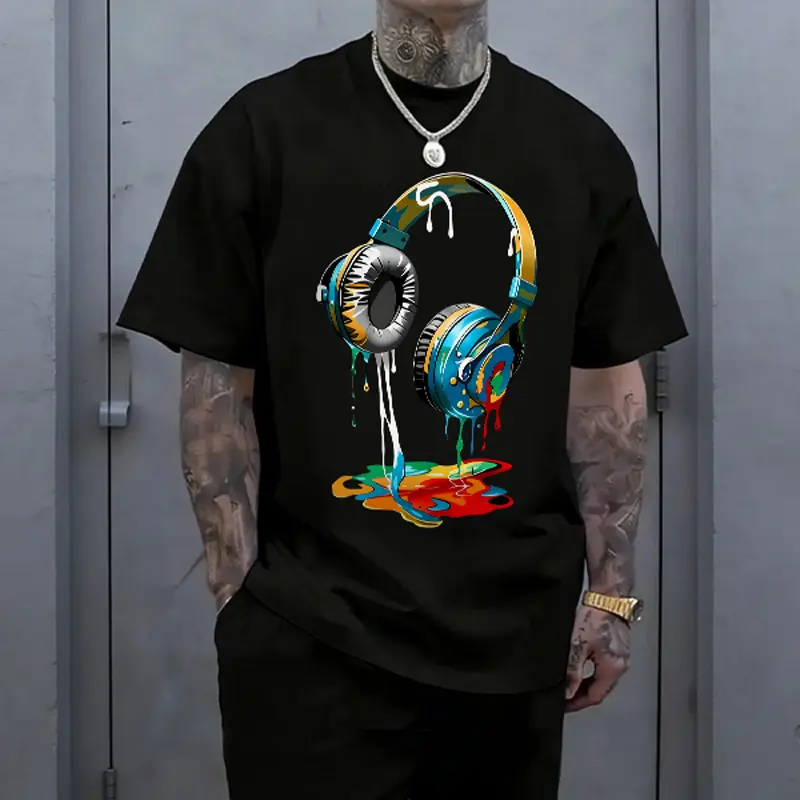 Best-Selling Men’s "Melt" Graphic T-Shirt - 100% Premium Cotton Stylish Baggy Oversize Short-Sleeve Casual Streetwear Top for Music Lovers | tiktokshopspringglowup, Tshirt, Shortsleeve