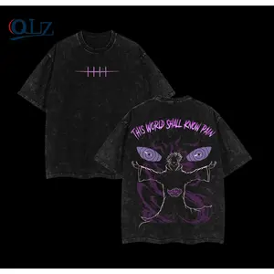 Vintage Unisex Oversize Anime Manga Acid Washed Heavyweight Cotton T-shirt, graphic tee,anime lover,anime merch fan, outfits men