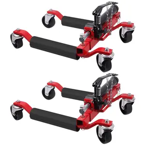 Car Wheel Dolly Set of 2, 1500 LBS Capacity Car Dolly with Hydraulic Tire Jack for Vehicle Positioning for Truck Rv Trailer, Red