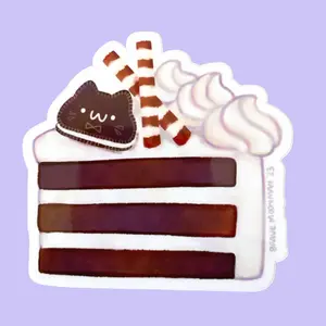Brave Moonman Cute Vinyl Sticker - Chocolate Cake 3" Hand Drawn Original Artwork by Lindsey Porter - Cute Design for Cat Lovers and Cuteness Lovers