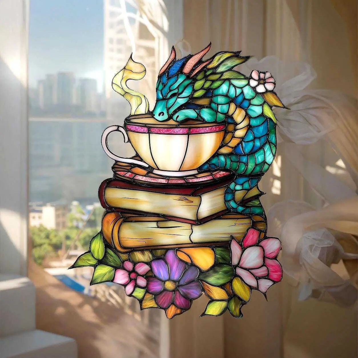 Fantasy Dragon Book Suncatcher – Unique Birthday Gift for Bookworms, Readers, and Dragon Lovers