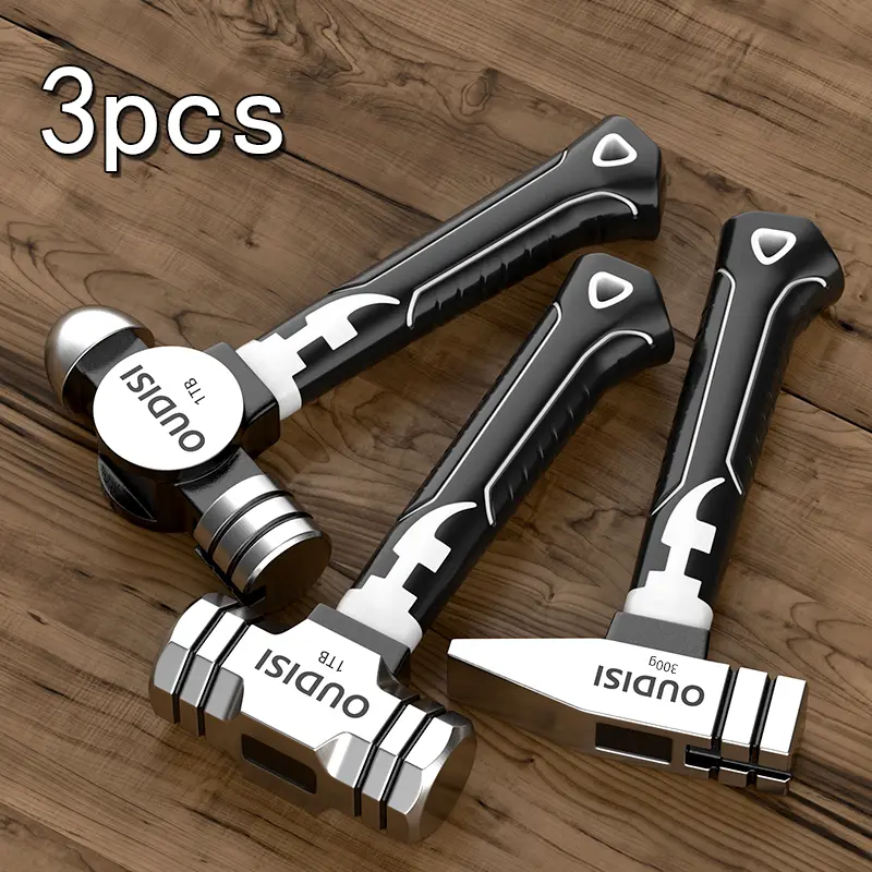 3PCS Heavy Duty Claw Hammer Set, Forged Steel Carpenter Hammer with Non-Slip Grip, Dual-Head Nail Puller & Striking Hammer for Woodworking, Construction, DIY & Home Repair